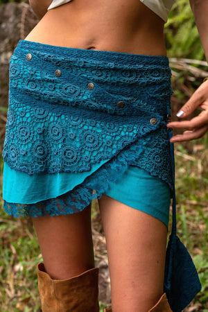 PIXIE LACE MINI SKIRT GREEN - Trancentral Shop