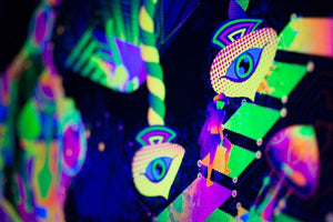 Psilocybin World Psychedelic Fluorescent UV-Reactive Backdrop Tapestry Blacklight Poster - Trancentral Shop