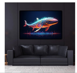 Psy Whale UV Reactive Wall Hanging | Spiritual Wall Hanging | Visionary Psychedelic Art | UV Ink Blacklight Psychedelic Tapestry - Trancentral Shop