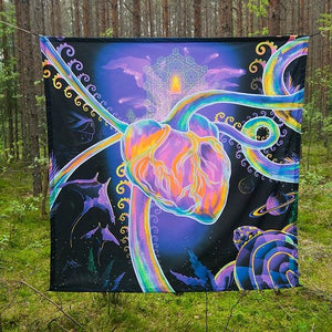 Psychedelic Evolution Psychedelic Fluorescent UV-Reactive Backdrop Tapestry Blacklight Poster - Trancentral Shop