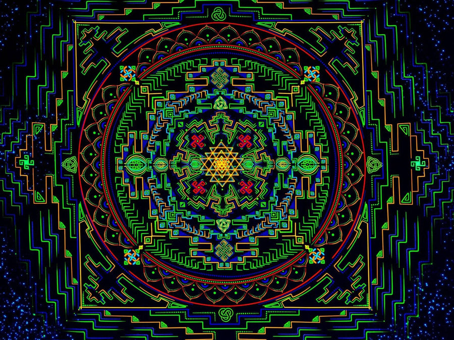 Psychedelic SRY Mandala trippy tapestry - Trancentral Shop