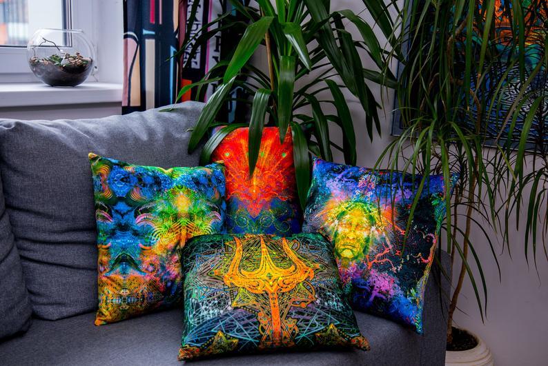 Psychedelic UV Pillow with fill - Trancentral Shop