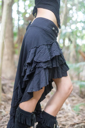 RUFFLE SKIRT BLACK - Trancentral Shop