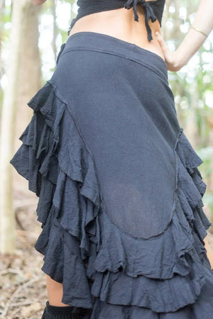 RUFFLE SKIRT BLACK - Trancentral Shop