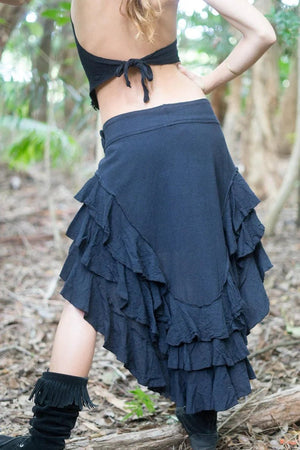 RUFFLE SKIRT BLACK - Trancentral Shop