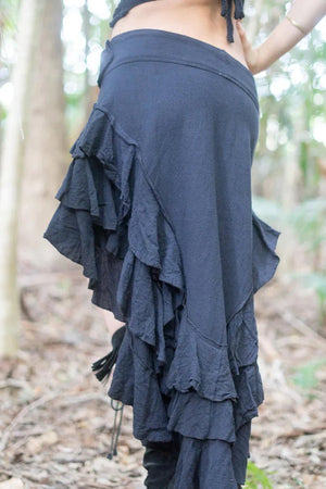 RUFFLE SKIRT BLACK - Trancentral Shop