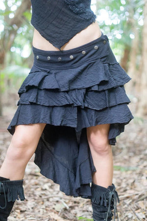 RUFFLE SKIRT BLACK - Trancentral Shop