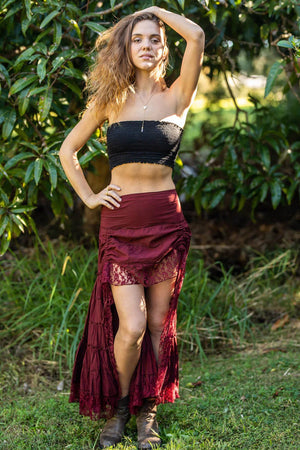 SAFFRON SKIRT MAROON - Trancentral Shop