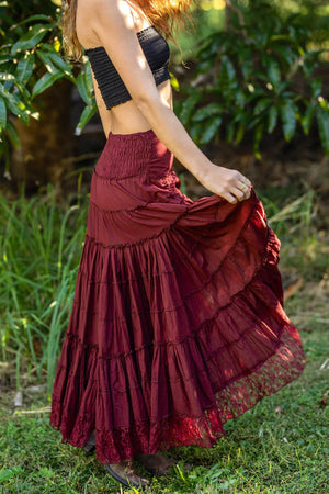 SAFFRON SKIRT MAROON - Trancentral Shop