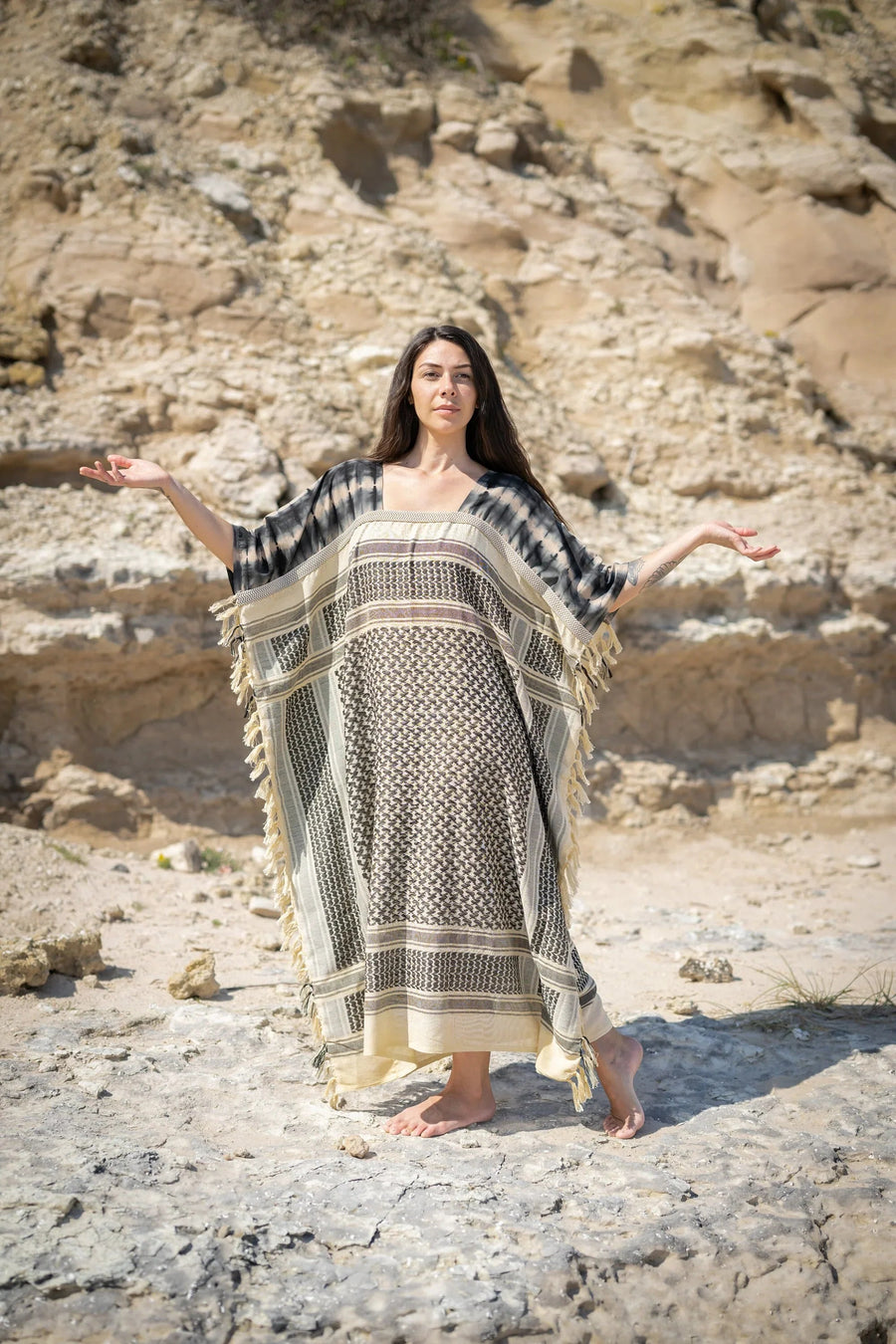 SALMA MAXI WIDE DRESS BEACH KAFTAN - Trancentral Shop