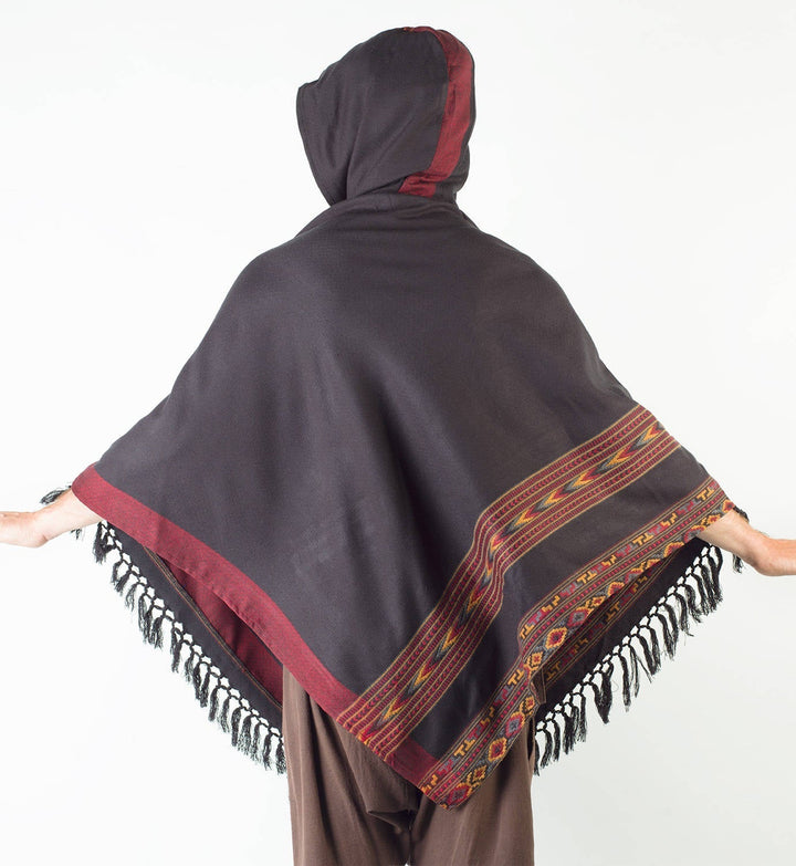 SAMADHI BLACK MENS PONCHO YAK AND - Trancentral Shop