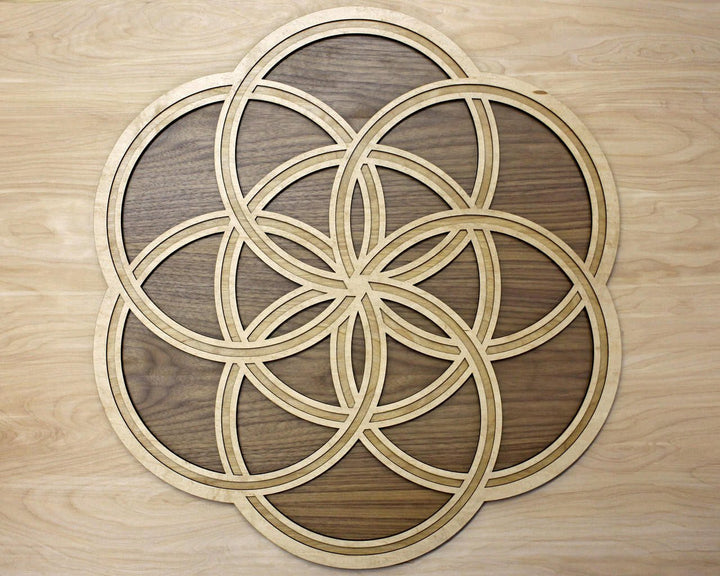 Seed of Life Knot Three Layer Wall Art - Maple, Birch, Walnut - Trancentral Shop