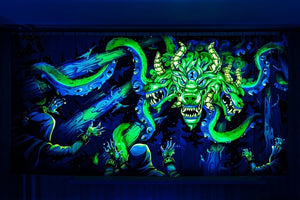 Shub-Niggurath – Psychedelic Fluorescent UV-Reactive Backdrop Tapestry Blacklight Wall Hanging - Trancentral Shop