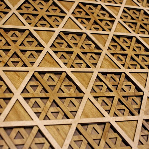 Sierpinski Hexagon 22 inch Maple, Birch, Walnut 4 Layer Wall Art - Trancentral Shop
