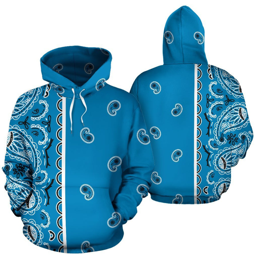 Sky Blue Bandana Asymmetrical Pullover Hoodie - Trancentral Shop
