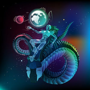 Space Traveler Psychedelic Fluorescent UV-Reactive Backdrop Tapestry Blacklight Poster - Trancentral Shop