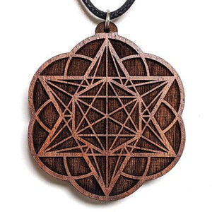 Starseed Star Tetrahedron Hexagon Seed of Life Hardwood Pendant - Trancentral Shop