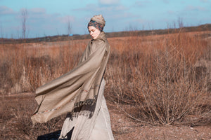 TATHAGATHA BROWN OVERSIZED MEDITATION SHAWL HANDWOVEN - Trancentral Shop