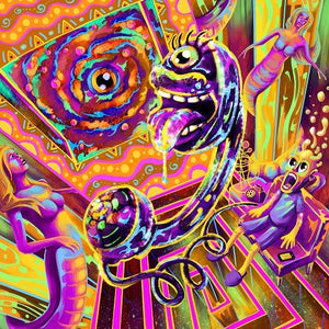 Tripping Balls Psychedelic Fluorescent UV-Reactive Backdrop Tapestry - Trancentral Shop