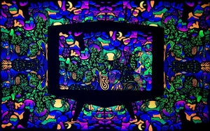 Trippy TV Psychedelic Fluorescent Backdrop UV Tapestry Blacklight Poster - Trancentral Shop