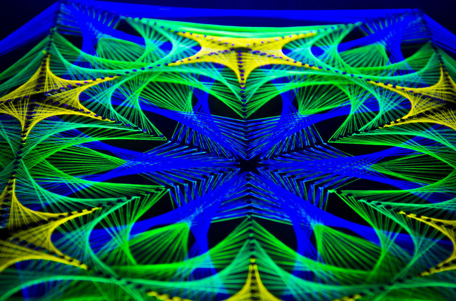 UV active Psychedelic String art Mandala Blacklight Wall decor - Trancentral Shop