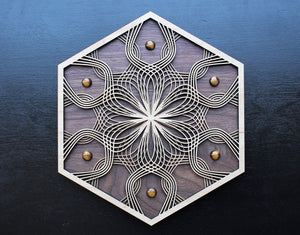 Vibrational Seed Three Layer 10 Wall Art with Tigereye Gemstones - Maple, Birch, Walnut - Trancentral Shop
