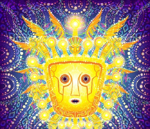 Viracocha Inca God Psychedelic Fluorescent Tapestry UV-reactive Backdrop Blacklight Poster - Trancentral Shop