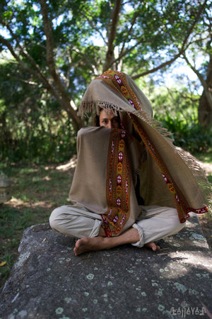 VIRIYA SHAWL ASH GREY BROWN HANDWOVEN - Trancentral Shop