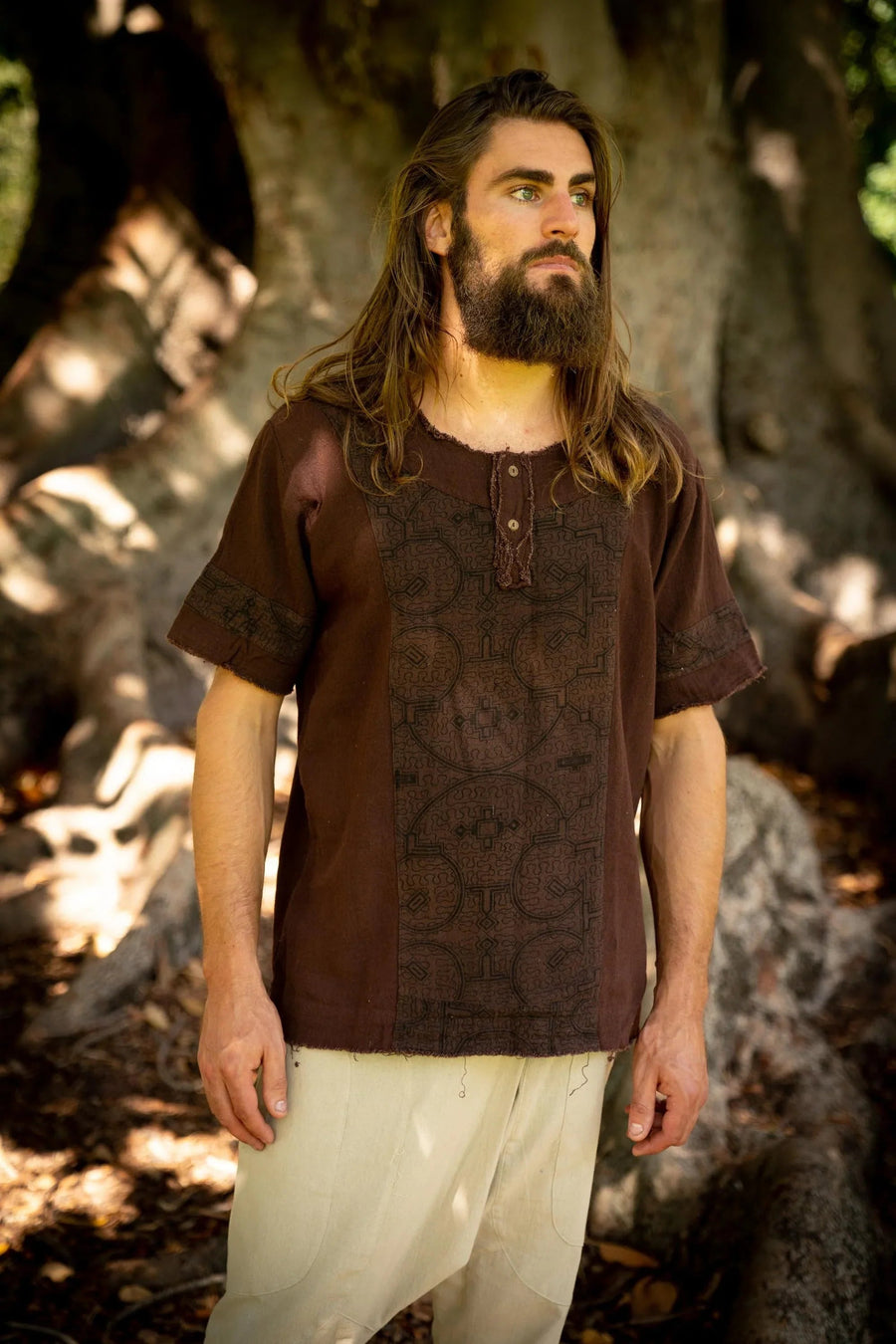 WASKA MENS TOP BROWN SACRED PLANT - Trancentral Shop