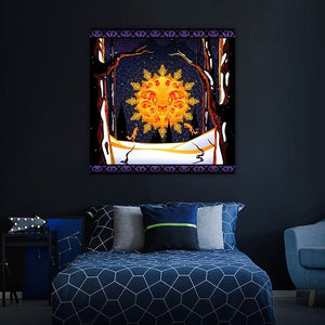 Winter Solstice Psychedelic Fluorescent UV-Reactive Backdrop Tapestry Blacklight Wall Hanging - Trancentral Shop