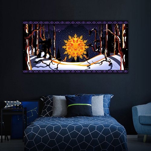 Winter Tale UV Reactive Psychedelic Trippy Tapestry Backdrop - Trancentral Shop