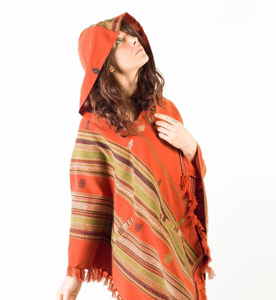 WOMENS HANDMADE CASHMERE PONCHO WITH LARGE - Trancentral Shop