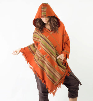 WOMENS HANDMADE CASHMERE PONCHO WITH LARGE - Trancentral Shop