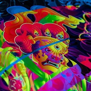 Wrathful Buddha Mandala Psychedelic Fluorescent UV-Reactive Backdrop Tapestry Blacklight Wall Hanging - Trancentral Shop