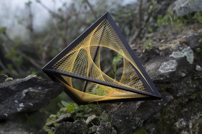 XL Tetrahedron with string art - Flower of Life - Trancentral Shop