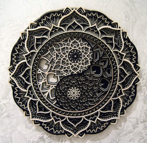 Yin Yang Wood Mandala - Trancentral Shop