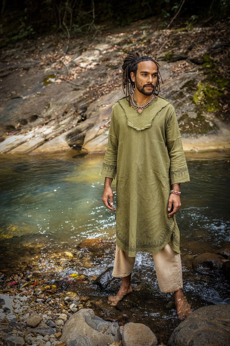 YOSEPH KURTA GREEN ARAMAIC GOWN LONG - Trancentral Shop